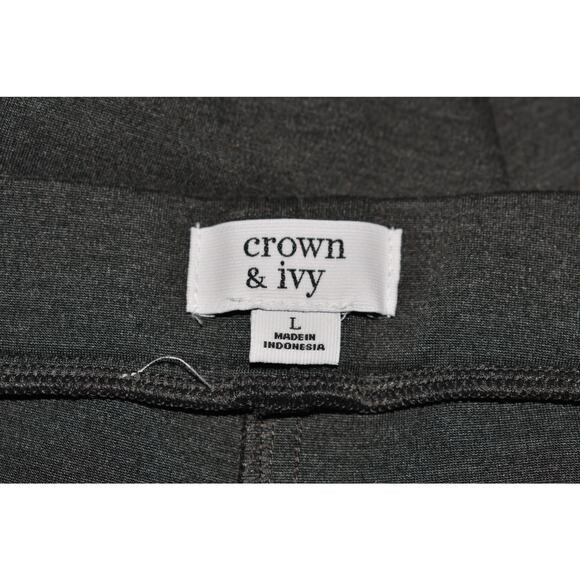 CROWN & IVY NEW $60 Ponte Knit Stretch Pull-On Leggings Heather Gray Large - Picture 3 of 3